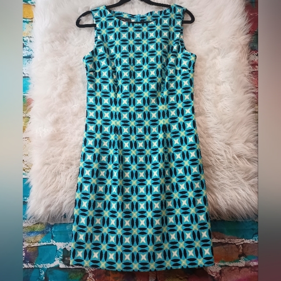 AGB Blue and Green Sleeveless Back Zip A Line Dress Size 8 - Picture 9 of 12